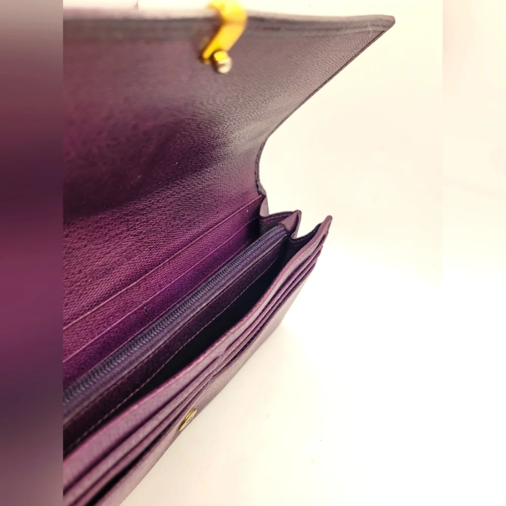 Yves Saint Laurent Leather Purple Wallet